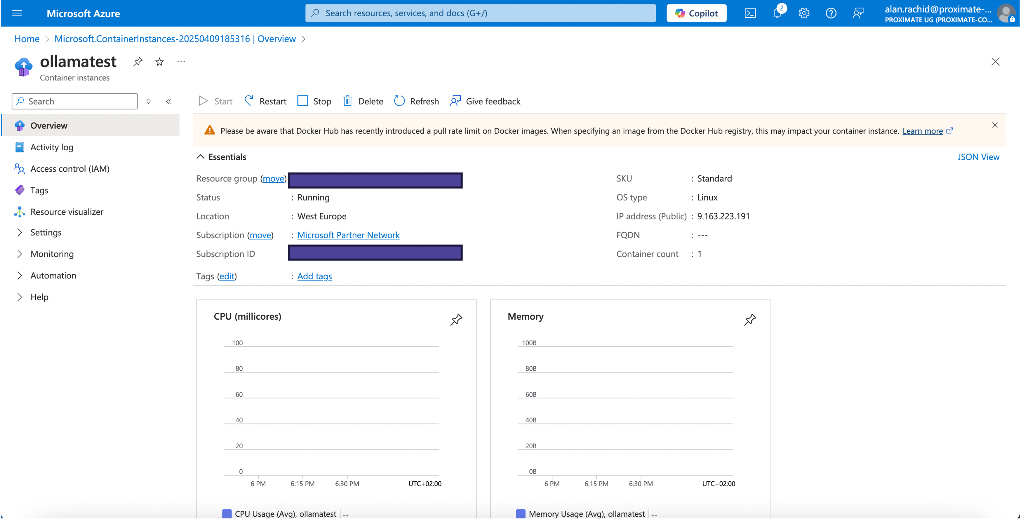 Azure Container Instance public ip